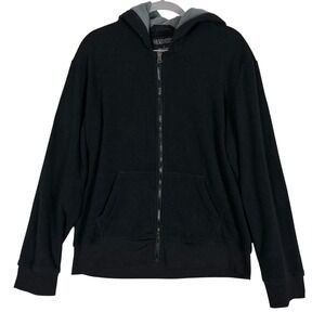 Wicked Stitch Hoodie Mens Large Black Full Zip Fleece Kangaroo Pockets Casual